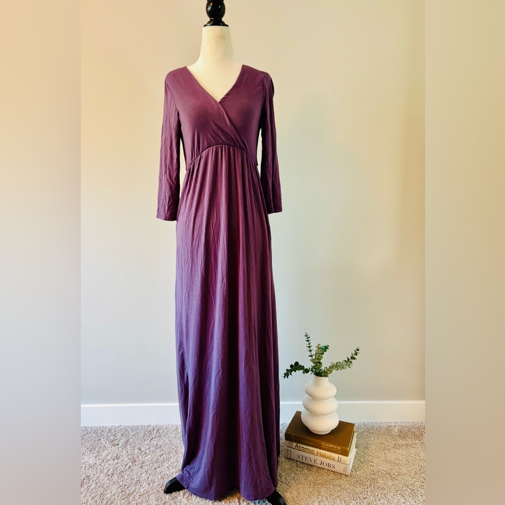 Elegant Purple Maxi Maternity Dress